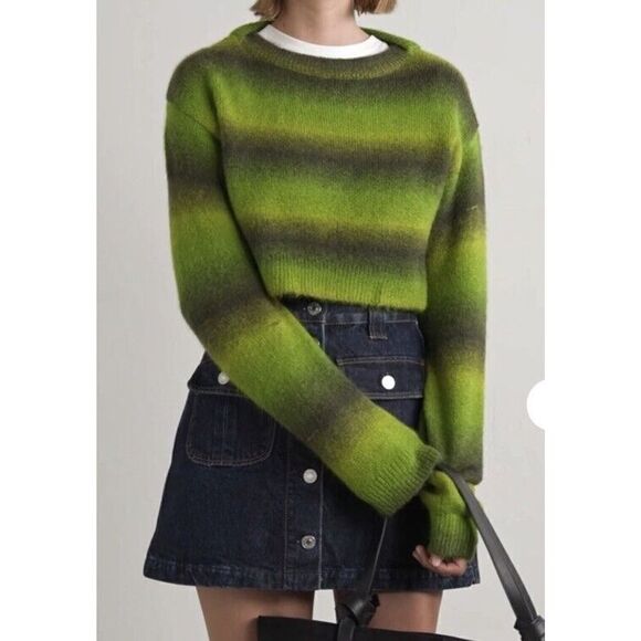 Re/Done Cropped Striped Knit Sweater Ombre Space Dye Wool Alpaca Sz S $395 NWT - Picture 3 of 10